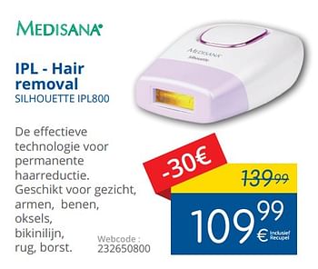 Promoties Medisana ipl hair removal silhouette ipl800 - Medisana - Geldig van 02/10/2017 tot 31/10/2017 bij Eldi