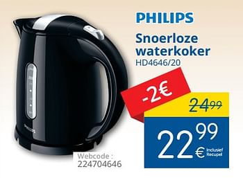 Promoties Philips snoerloze waterkoker hd4646-20 - Philips - Geldig van 02/10/2017 tot 31/10/2017 bij Eldi