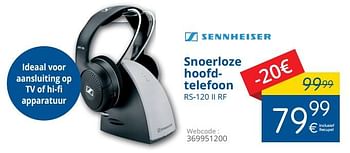 Promoties Sennheiser snoerloze hoofdtelefoon rs-120 ii rf - Sennheiser  - Geldig van 02/10/2017 tot 31/10/2017 bij Eldi