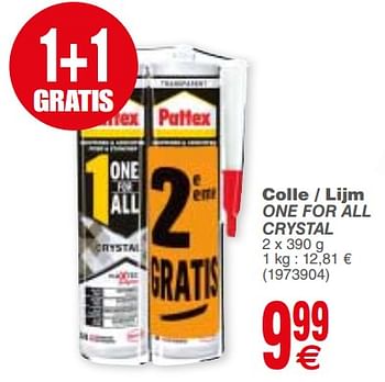 Promoties Colle - lijm one for all crystal - Pattex - Geldig van 03/10/2017 tot 16/10/2017 bij Cora