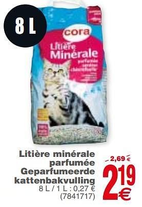 Promoties Litière minérale parfumée geparfumeerde kattenbakvulling - Huismerk - Cora - Geldig van 03/10/2017 tot 16/10/2017 bij Cora