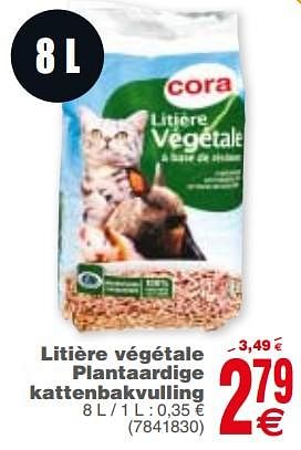 Promotions Litière végétale plantaardige kattenbakvulling - Produit maison - Cora - Valide de 03/10/2017 à 16/10/2017 chez Cora