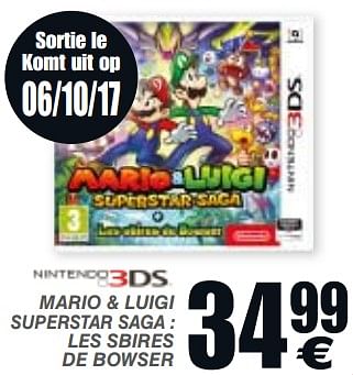 Promoties Mario + luigi superstar saga les sbires de bowser - Nintendo - Geldig van 03/10/2017 tot 16/10/2017 bij Cora