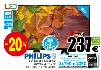 Promoties Philips tv led - led-tv 32phs4132-12 - Philips - Geldig van 03/10/2017 tot 16/10/2017 bij Cora