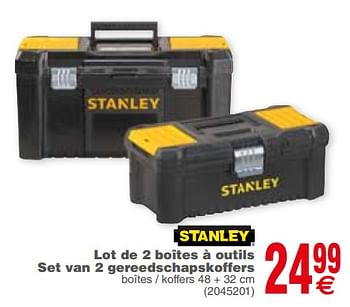 Promotions Stanley lot de 2 boîtes à outils set van 2 gereedschapskoffers - Stanley - Valide de 03/10/2017 à 16/10/2017 chez Cora
