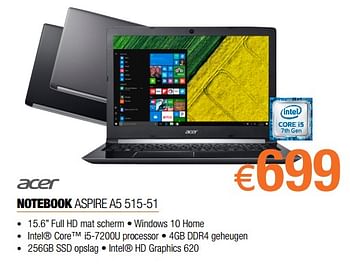 Promoties Acer notebook sapire a5 515-51 - Acer - Geldig van 03/10/2017 tot 31/10/2017 bij Expert