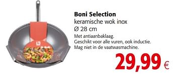 Promoties Boni selection keramische wok inox - Boni - Geldig van 04/10/2017 tot 17/10/2017 bij Colruyt