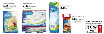 Promotions Dilea zero lactose volledig assortiment -25% vanaf 2 verpakkingen - Dilea - Valide de 04/10/2017 à 17/10/2017 chez Colruyt