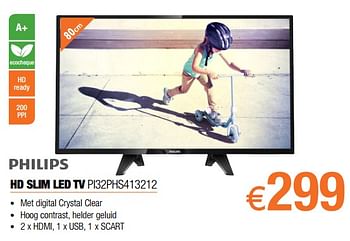Promoties Philips hd slim led tv pi32phs413212 - Philips - Geldig van 03/10/2017 tot 31/10/2017 bij Expert