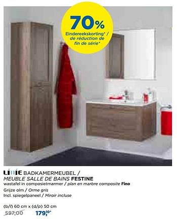 Promoties Linie badkamermeubel - meuble salle de bains festine - Linie - Geldig van 02/10/2017 tot 29/10/2017 bij X2O