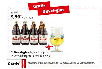 Promoties 1 duvel-glas bij aankoop van 2 verpakkingen duvel - Duvel - Geldig van 04/10/2017 tot 17/10/2017 bij Colruyt