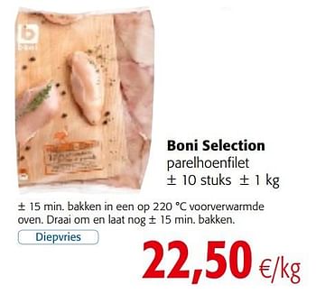 Promoties Boni selection parelhoenfilet - Boni - Geldig van 04/10/2017 tot 17/10/2017 bij Colruyt