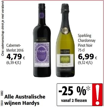Promotions Alle australische wijnen hardys - Vins rouges - Valide de 04/10/2017 à 17/10/2017 chez Colruyt