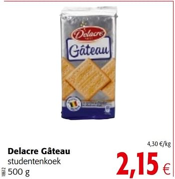 Promoties Delacre gâteau studentenkoek - Delacre - Geldig van 04/10/2017 tot 17/10/2017 bij Colruyt