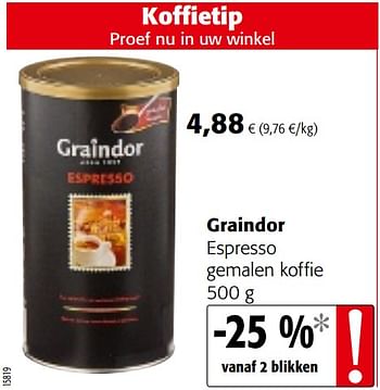 Promoties Graindor espresso gemalen koffie - Graindor - Geldig van 04/10/2017 tot 17/10/2017 bij Colruyt