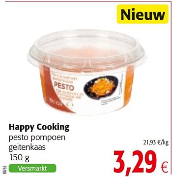 Promotions Happy cooking pesto pompoen geitenkaas - Happy Cooking - Valide de 04/10/2017 à 17/10/2017 chez Colruyt