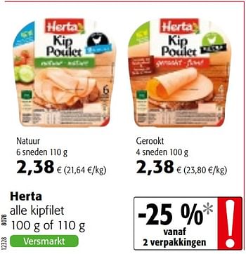 Promoties Herta alle kipfilet - Herta - Geldig van 04/10/2017 tot 17/10/2017 bij Colruyt