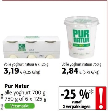 Promotions Pur natur alle yoghurt - Pur Natur - Valide de 04/10/2017 à 17/10/2017 chez Colruyt
