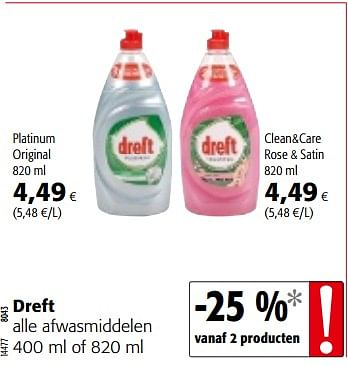 Promoties Dreft alle afwasmiddelen - Dreft - Geldig van 04/10/2017 tot 17/10/2017 bij Colruyt