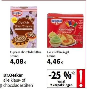 Promotions Dr.oetker alle kleur- of chocoladestiften - Dr. Oetker - Valide de 04/10/2017 à 17/10/2017 chez Colruyt