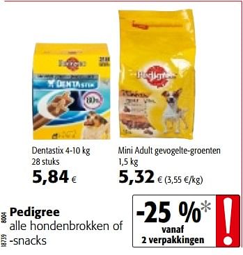 Promoties Pedigree alle hondenbrokken of -snacks - Pedigree - Geldig van 04/10/2017 tot 17/10/2017 bij Colruyt