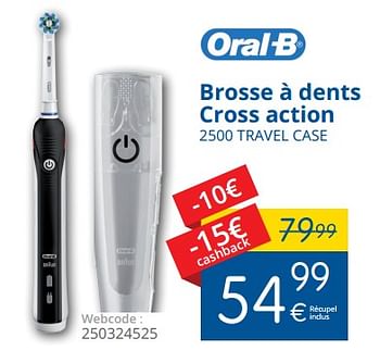 Promoties Braun brosse à dents cross action 2500 travel case - Oral-B - Geldig van 02/10/2017 tot 31/10/2017 bij Eldi
