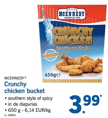 Promotie Crunchy bucket Lidl chicken bij Mcennedy -