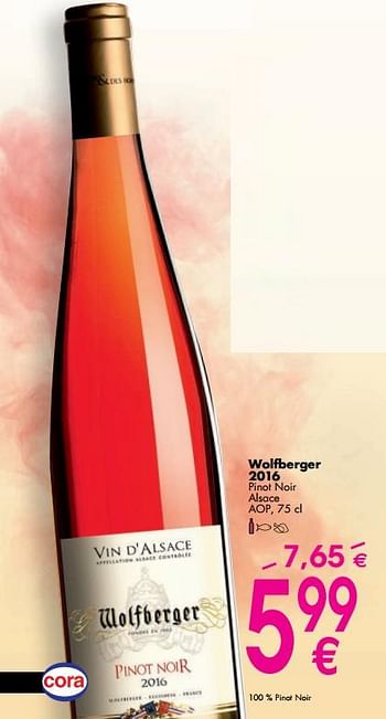 Promoties Wolfberger 2016 pinot noir alsace aop - Rosé wijnen - Geldig van 02/10/2017 tot 30/10/2017 bij Cora