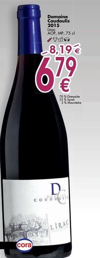 Promotions Domaine coucoulis 2015 - Vins rouges - Valide de 02/10/2017 à 30/10/2017 chez Cora