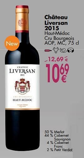 Promotions Château liversan 2015 - Vins rouges - Valide de 02/10/2017 à 30/10/2017 chez Cora