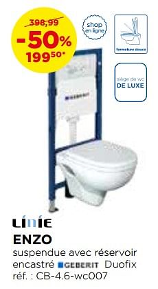 Promotions Enzo sets de toilettes suspendues (réservoir encastré inclus) - Linie - Valide de 02/10/2017 à 29/10/2017 chez X2O