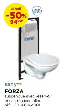 Promotions Forza sets de toilettes suspendues (réservoir encastré inclus) - Sany one - Valide de 02/10/2017 à 29/10/2017 chez X2O