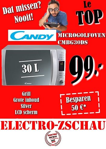 Promoties Candy microgolfoven cmbg30ds - Candy - Geldig van 02/10/2017 tot 31/10/2017 bij Electro Zschau
