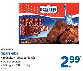 Mcennedy Spare-ribs - En promotion chez Lidl