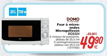 Promoties Domo four á micro ondes microgolfoven do2324 - Domo - Geldig van 10/10/2017 tot 23/10/2017 bij Cora
