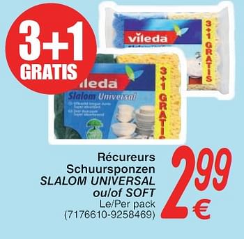Promoties Récureur slalom schuurspons universal ou-of soft - Vileda - Geldig van 10/10/2017 tot 23/10/2017 bij Cora