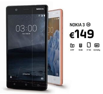Promoties Nokia 3 - Nokia - Geldig van 09/10/2017 tot 05/11/2017 bij Base
