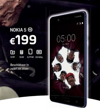 Promoties Nokia 5 - Nokia - Geldig van 09/10/2017 tot 05/11/2017 bij Base