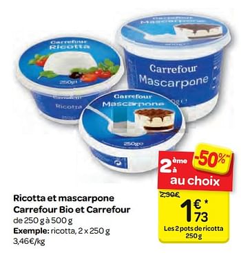 Promotions Ricotta - Produit maison - Carrefour  - Valide de 11/10/2017 à 23/10/2017 chez Carrefour