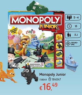 Promoties Monopoly junior - Hasbro - Geldig van 19/10/2017 tot 06/12/2017 bij Dreamland