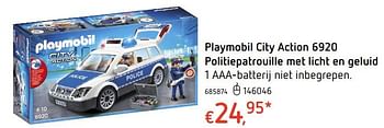 Promoties Playmobil city action politiepatrouille met licht en geluid - Playmobil - Geldig van 19/10/2017 tot 06/12/2017 bij Dreamland
