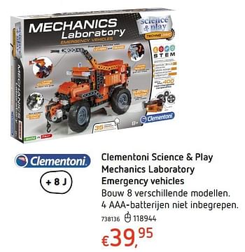 Promoties Clementoni science + play mechanics laboratory emergency vehicles - Clementoni - Geldig van 19/10/2017 tot 06/12/2017 bij Dreamland