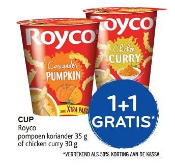 Promotions Cup royco pompoen koriander of chicken curry - Royco - Valide de 18/10/2017 à 31/10/2017 chez Alvo