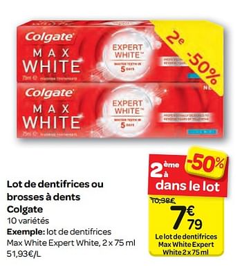 Promotions Lot de dentifrices ou brosses à dents colgate - Colgate - Valide de 11/10/2017 à 23/10/2017 chez Carrefour