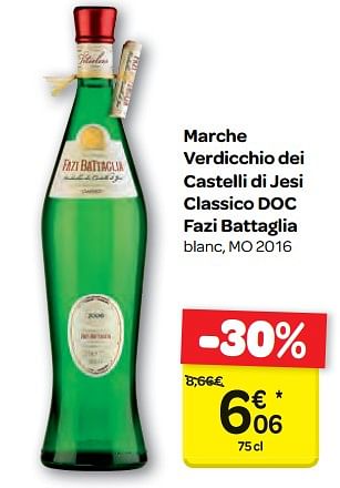 Promotions Marche verdicchio dei castelli di jesi classico doc fazi battaglia - Vins blancs - Valide de 11/10/2017 à 23/10/2017 chez Carrefour