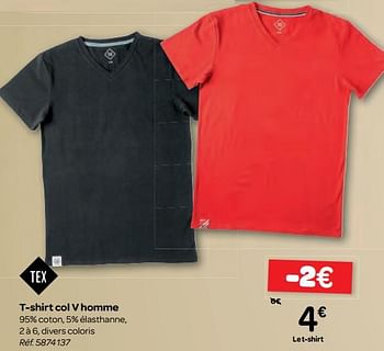 Promoties T-shirt col v homme - Tex - Geldig van 11/10/2017 tot 23/10/2017 bij Carrefour