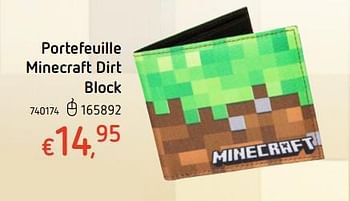 Promotions Portefeuille minecraft dirt block - Produit maison - Dreamland - Valide de 19/10/2017 à 06/12/2017 chez Dreamland