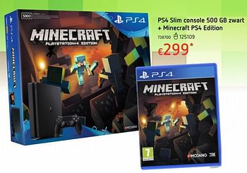 Promoties Ps4 slim console 500 gb zwart + minecraft ps4 edition - Sony - Geldig van 19/10/2017 tot 06/12/2017 bij Dreamland