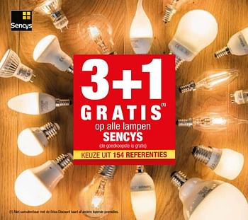verklaren Onderdrukking Bepalen Sencys 3 + 1 gratis op alle lampen sencys - Promotie bij Brico