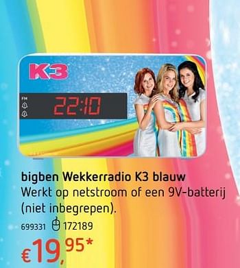 Promoties Bigben wekkerradio k3 blauw - BIGben - Geldig van 19/10/2017 tot 06/12/2017 bij Dreamland